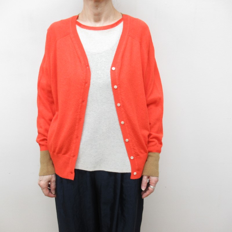 LIYOCA  カラーブロックカーディガン　OR85